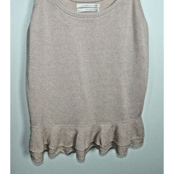 Anthropologie Sweater Knit Tank Top Medium Pink DoubleRuffle Hem - Picture 5 of 9